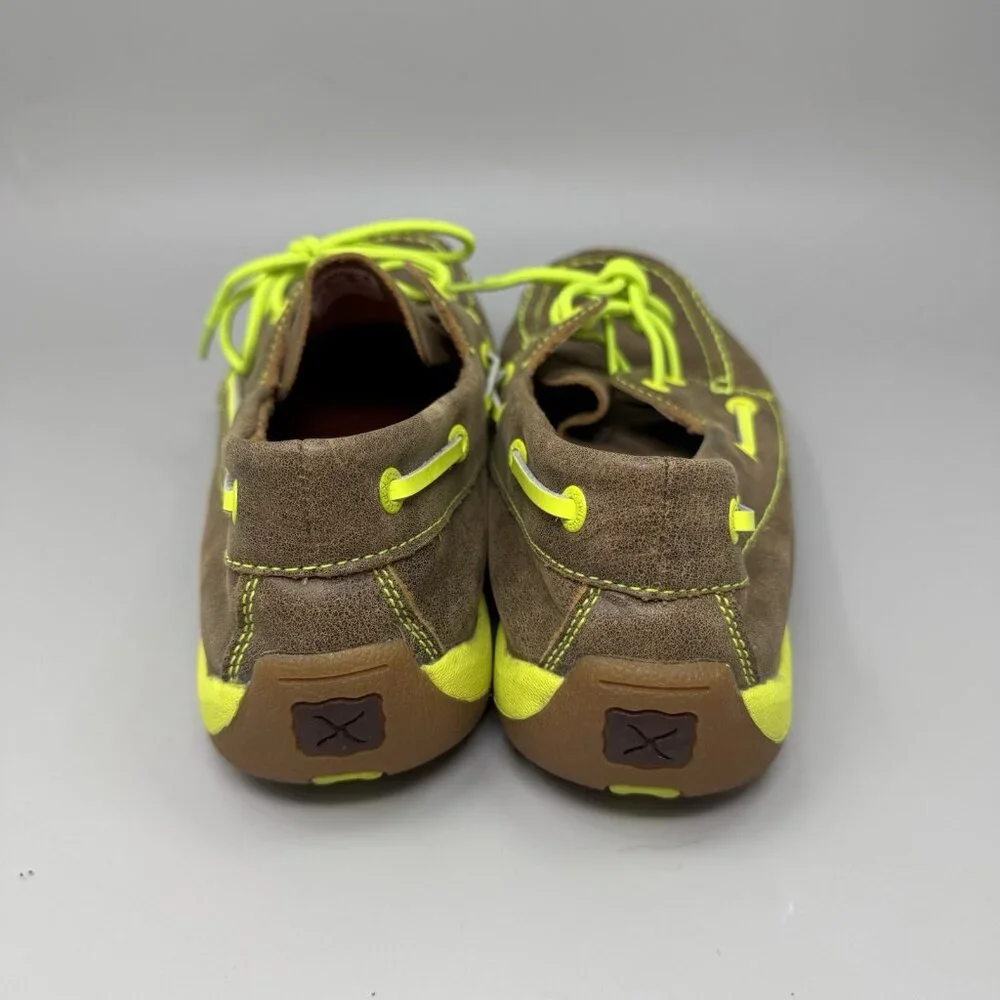 Twisted X Ladies Bomber Neon Yellow Driving Mocs Boat Shoes WDM0010 Size 9.5M